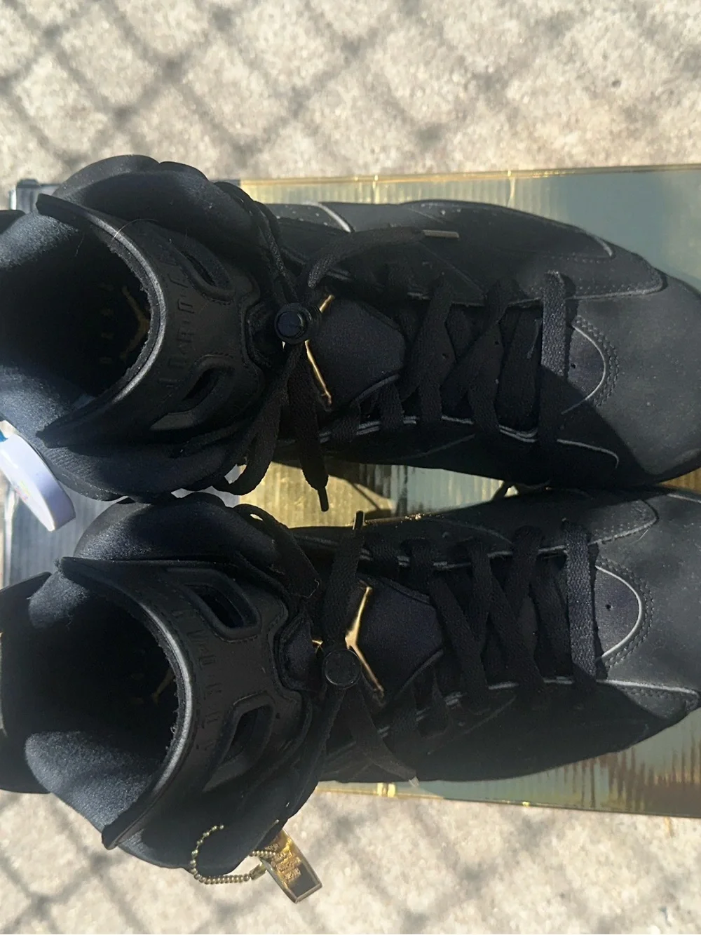 Jordan Men’s Black and Metallic Gold Sneakers